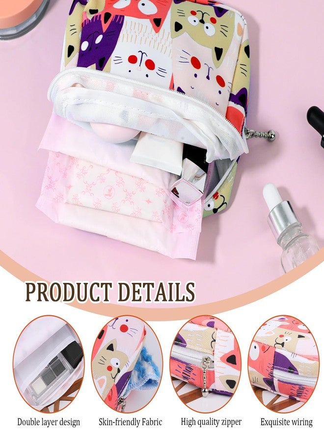 Fyntave Sanitary Napkin Storage Bag, Period Bags for Teen Girls for School Tampon Bag Sanitary Napkin Disposal Bags Period Pouches for Teen Girls (Cat - Image 2