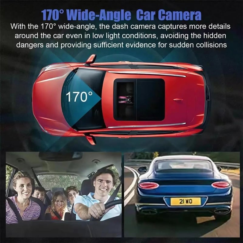 Drumstone (𝐋𝐢𝐦𝐢𝐭𝐞𝐝 𝐓𝐨𝐝𝐚𝐲) 3-Angle Car Dash Cameras, 1080P Dash Cam with Front, Interior & Rear Cameras – 170° Wide-Angle Recording, Loop Recording for Cars 𝟏𝟓 𝐘𝐞𝐚𝐫𝐬 𝐖𝐚𝐫𝐫𝐚𝐧𝐭𝐲 - Image 4