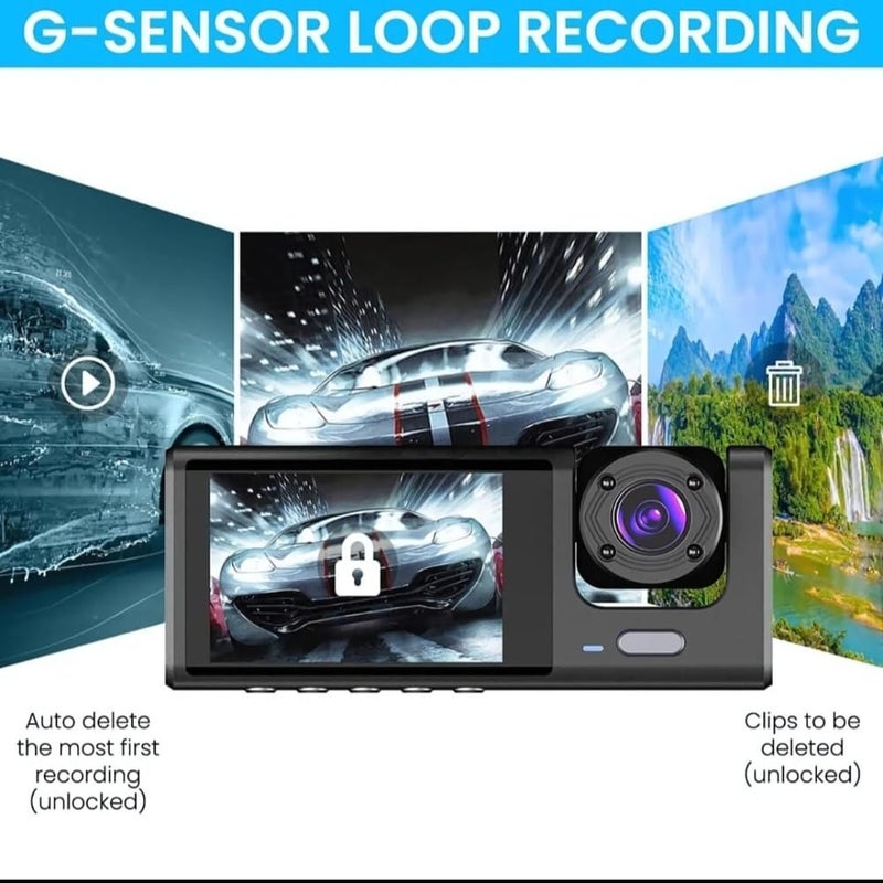 Drumstone (𝐋𝐢𝐦𝐢𝐭𝐞𝐝 𝐓𝐨𝐝𝐚𝐲) 3-Angle Car Dash Cameras, 1080P Dash Cam with Front, Interior & Rear Cameras – 170° Wide-Angle Recording, Loop Recording for Cars 𝟏𝟓 𝐘𝐞𝐚𝐫𝐬 𝐖𝐚𝐫𝐫𝐚𝐧𝐭𝐲 - Image 5
