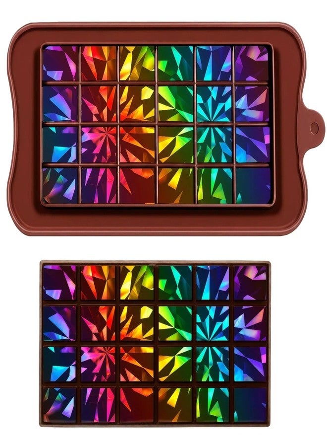 Ziliny Holographic Chocolate Molds Resin Silicone Chocolate Deep Thick Molds for Reusable DIY Baking Wax Melts(Geometry) - Image 1