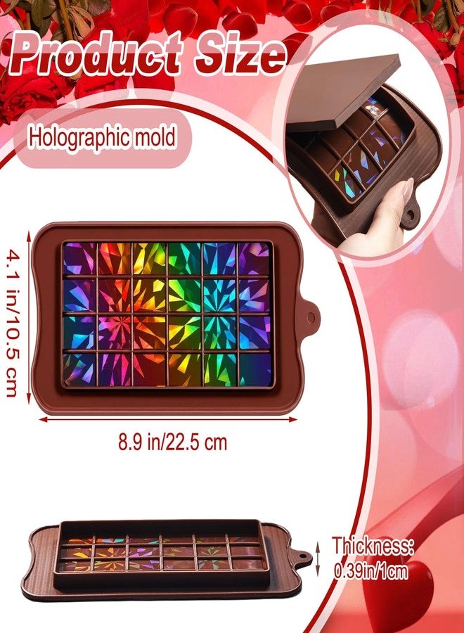 Ziliny Holographic Chocolate Molds Resin Silicone Chocolate Deep Thick Molds for Reusable DIY Baking Wax Melts(Geometry) - Image 2