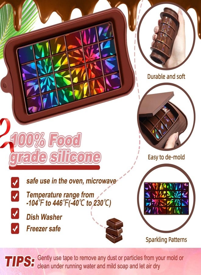 Ziliny Holographic Chocolate Molds Resin Silicone Chocolate Deep Thick Molds for Reusable DIY Baking Wax Melts(Geometry) - Image 3