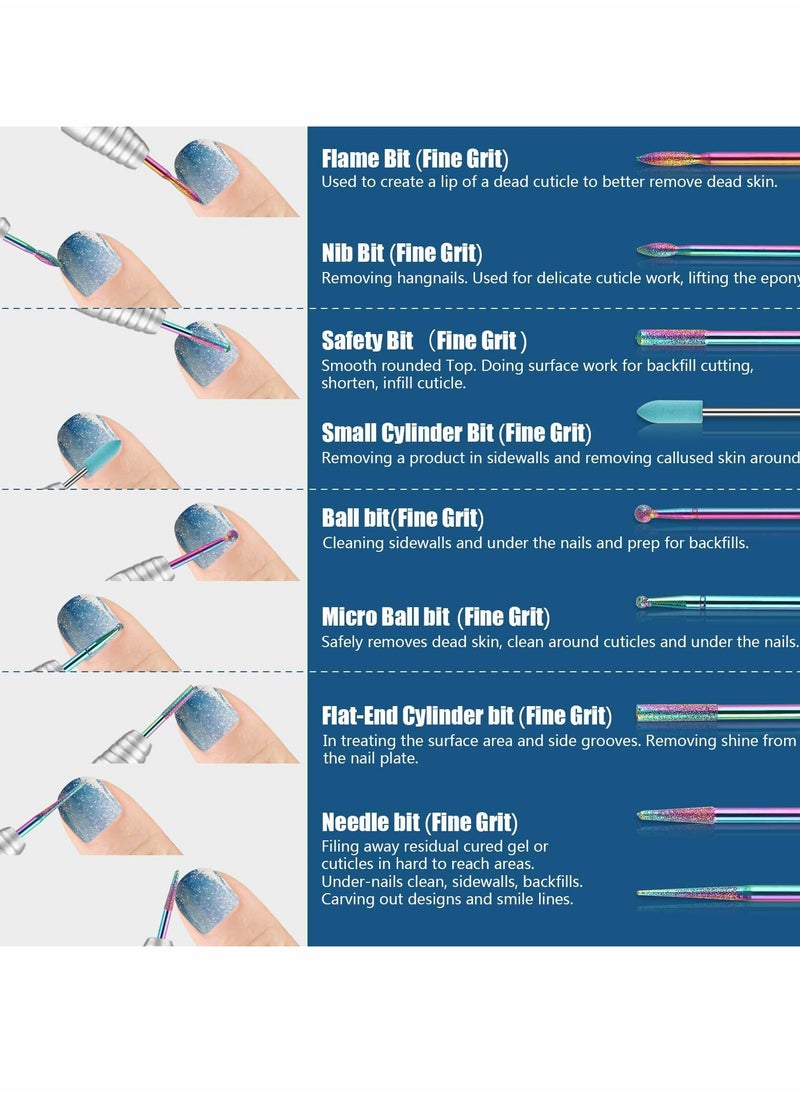 KASTWAVE Nail Drill Bits Sets, 19pcs 3/32 Inch Diamond Cuticle Electric Nail File and Ceramic Acrylic Gel Nail Bit Kit, Acrylic Nail Art Tools, Carbide Cuticle Remover Bits for Manicure Pedicure, Home Salon  - Image 3