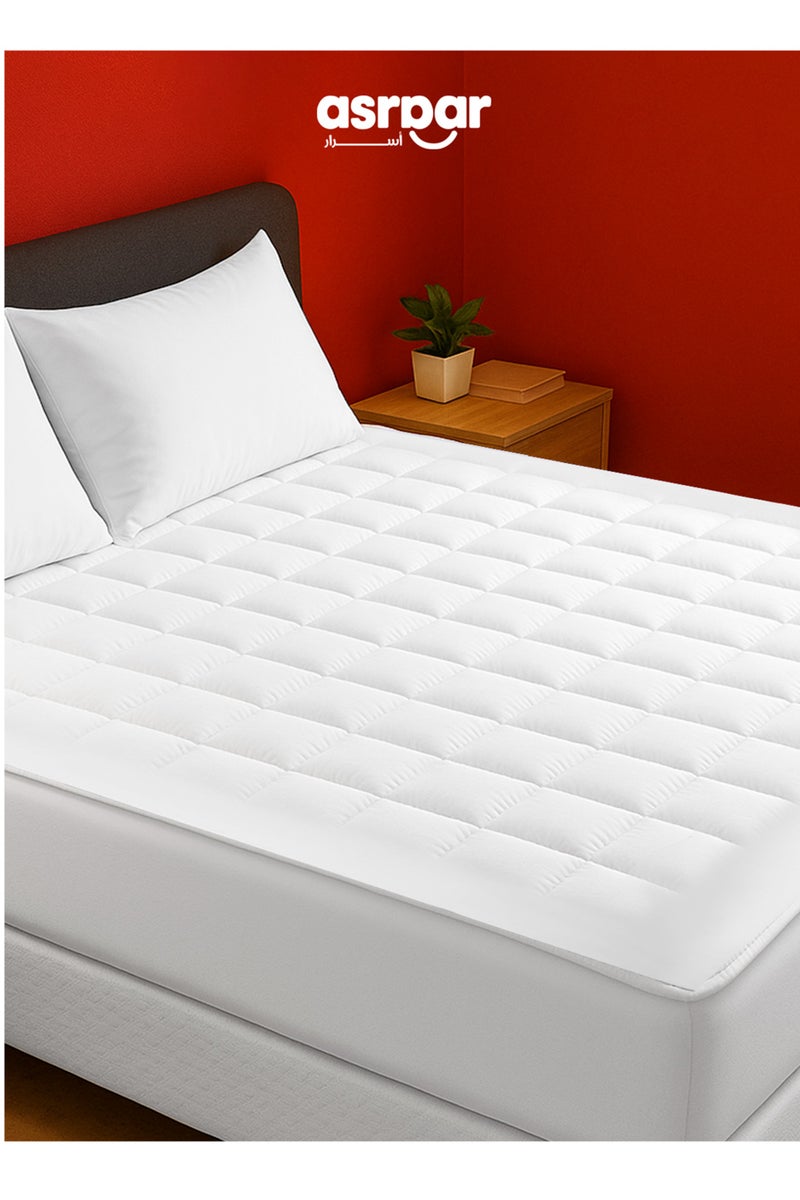 Asraar Luxury Sleep Collection 5-Piece Set – Includes 2 Prime Pillows 75 x 50cm for Comfort, 1 Plush Mattress Topper 180 x 200cm for Superior Support, and 2 Durable Pillow Protectors 75 x 50cm for Long-Lasting Freshness – Premium Quality Bedding Essentials  - Image 3