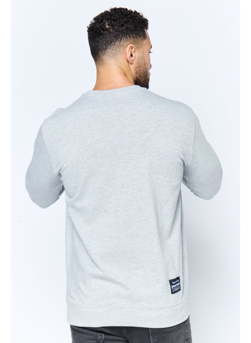 Paul Frank Men Crew Neck Printed Long Sleeve Sweatshirt, Heather Grey  - Image 4