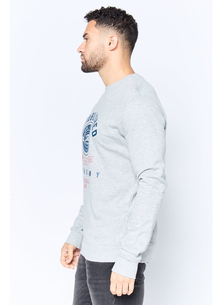 Paul Frank Men Crew Neck Printed Long Sleeve Sweatshirt, Heather Grey  - Image 3