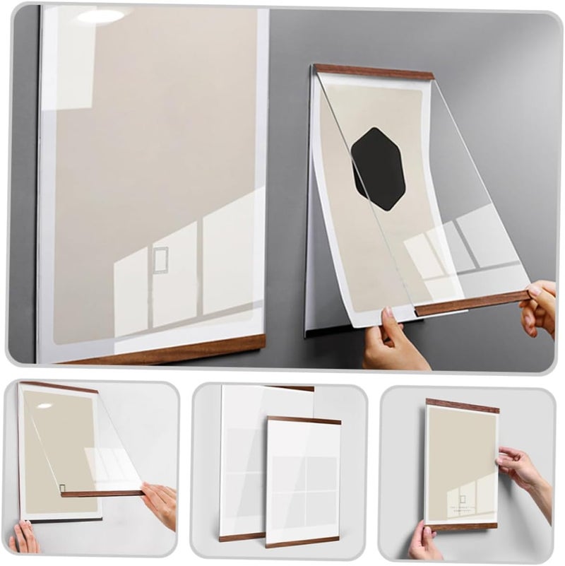 A4 Wooden Photo Frame Set with Acrylic Cover, Vertical Wall and Tabletop Display for Home and Office, Creative Hanging Picture Frame for Decorative Photo Display - Image 5