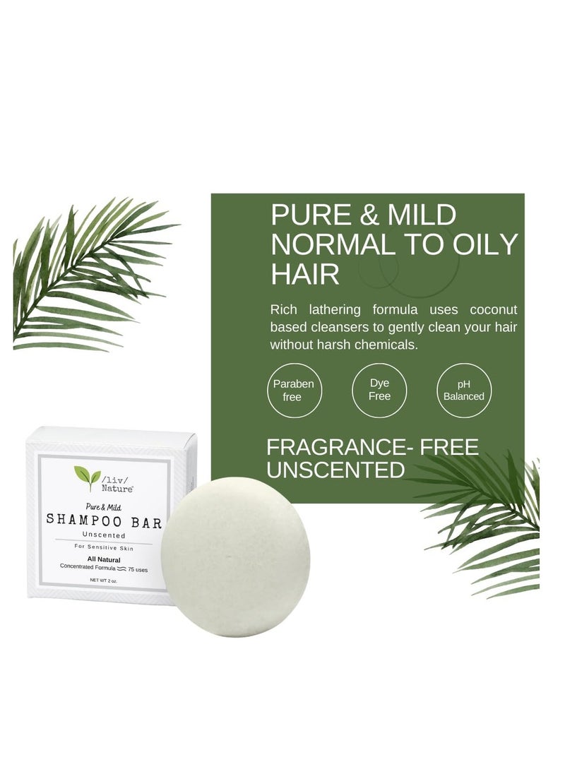 /liv/ Nature Fragrance Free Shampoo Bar | Clean Non Toxic Shampoos | Hypoallergenic | Gentle, Safe for Sensitive Skin, Psoriasis | Unscented | USA 1-pk  - Image 3
