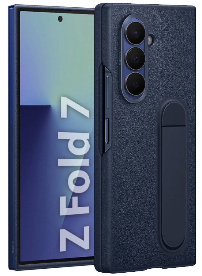 Leather Case Cover for Samsung Galaxy Z Fold 7, Kindsuit Case Slim and sleek with Secure Hand Grip - Dark Blue - Image 5