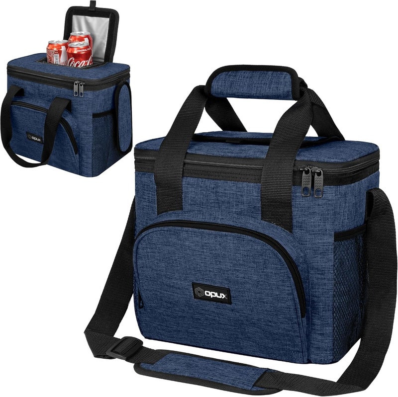 OPUX Soft Cooler Bag, Insulated Collapsible Lunch Cooler Tote for Men Work Camping Beach Travel, Portable Soft Sided Leakproof Waterproof Large Lunch Bag Box with Shoulder Strap 24 Cans, Heather Navy - Image 1