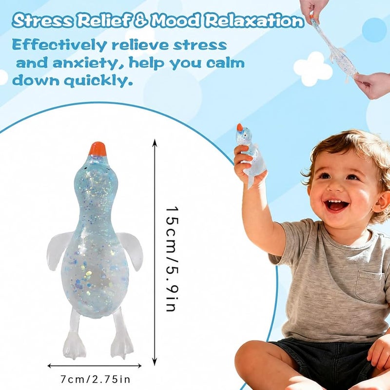 QITAI Duck Squishy Toy Blue Malt-Sugar Style Slow Rebound Stretchy Squeeze Sensory Stress Relief Toy for Kids Ages 3 and Adults Perfect for Everyday Play Home Office Use - Image 2