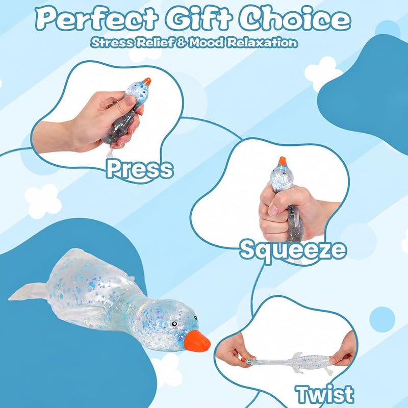 QITAI Duck Squishy Toy Blue Malt-Sugar Style Slow Rebound Stretchy Squeeze Sensory Stress Relief Toy for Kids Ages 3 and Adults Perfect for Everyday Play Home Office Use - Image 4