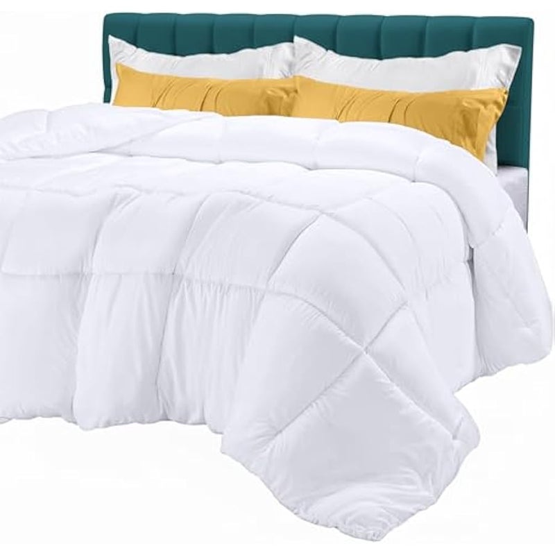 Loquat Comforter - All Season Comforters Queen Size - Plush Siliconized Fiberfill - White Bed Comforter - Box Stitched - Image 1