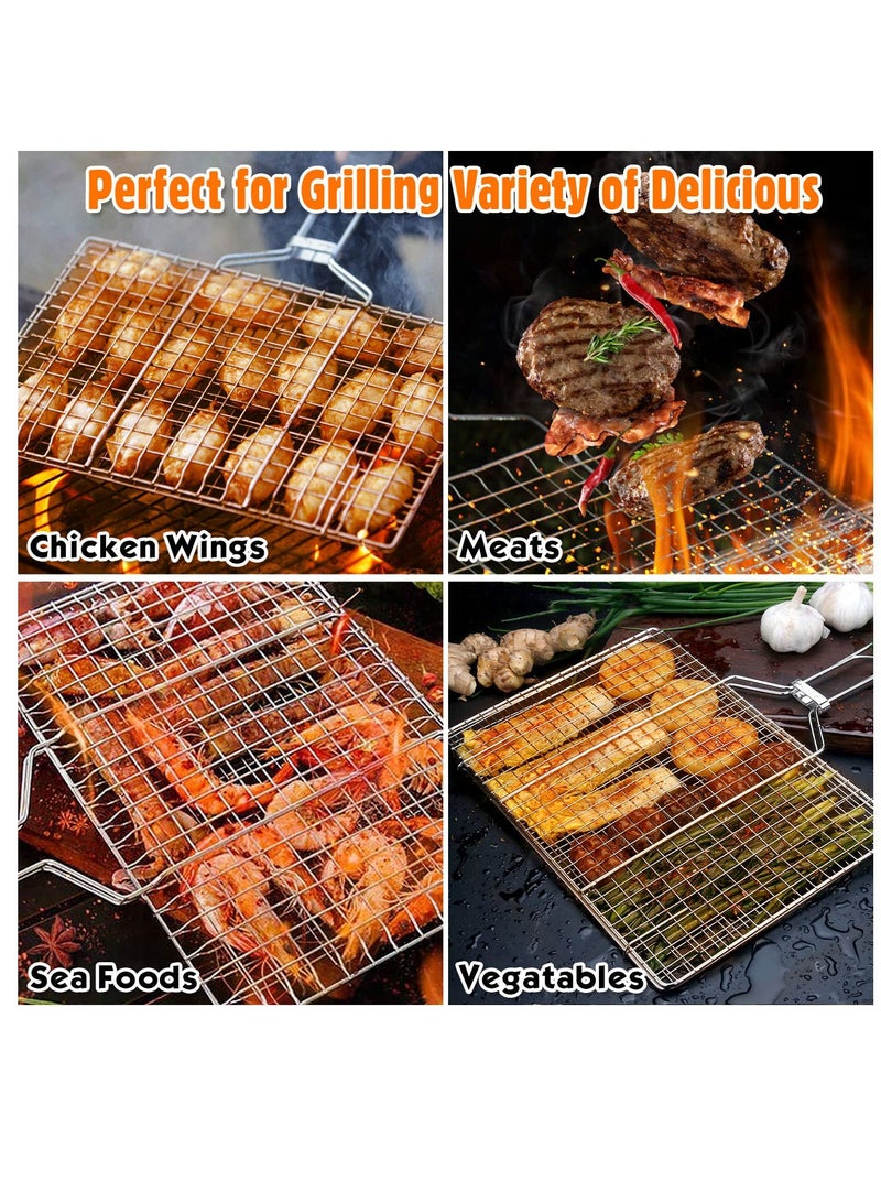 GO2CAMPS BBQ Grill with Wooden Handle Large/Barbecue Grill tool for Burger,Meat,Fish,Vegetable,Steak Meat Shrimp-L - Image 3