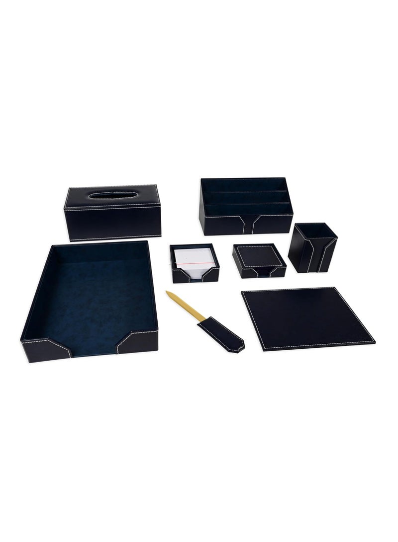 FIS طقم مكتب تنفيذي من FIS مكون من 9 قطع مصنوع من الجلد الملتصق باللون الأزرق - FSDSEXB221BL - Image 1