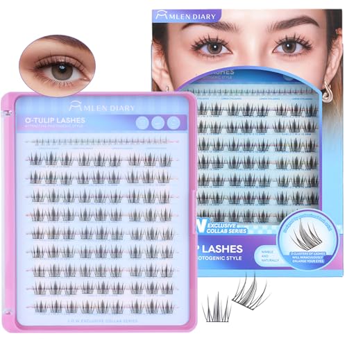 MLEN DIARY Natural C Curl Eyelash Clusters OTulip 105135MM 105pcs Wispy Lash Clusters Kit Short Lightweight Handmade PBT Fiber for Bigger Eyes OTulip 105135MM - Image 1