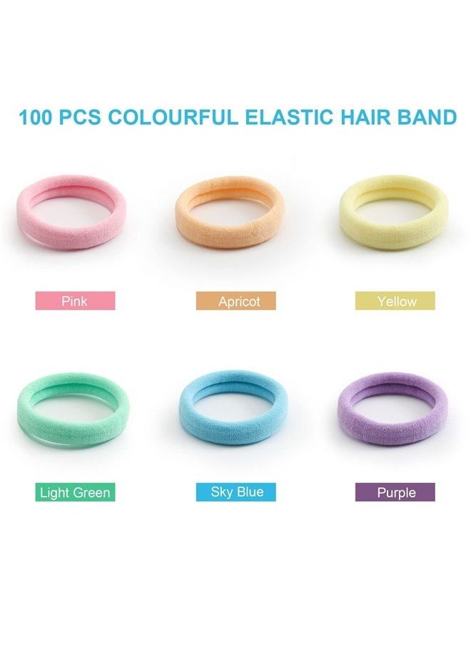 Bessrung - 100 Pcs Thick Seamless Spring Hair Ties, Ponytail Holders Hair Accessories No Damage for Thick Hair (Spring Colors) - Image 1