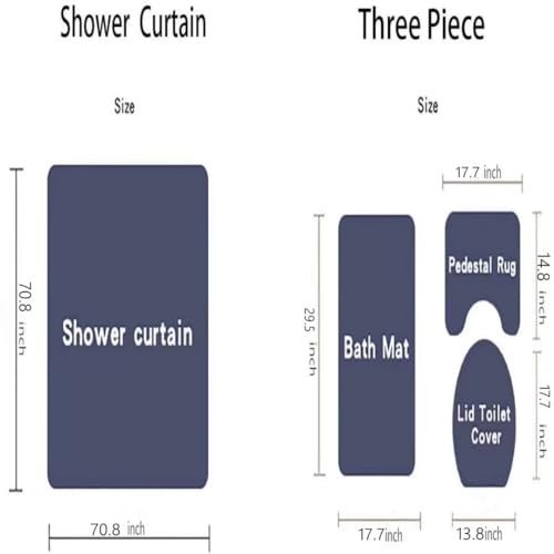Yddsky 4 Pcs Purple Rose Shower Curtain Sets with Rugs Black Bathroom Sets with Shower Curtain and Rugs Modern Bathroom Curtains Shower Set with Toilet Lid Cover for Women Bathroom Decor Accessories - Image 5