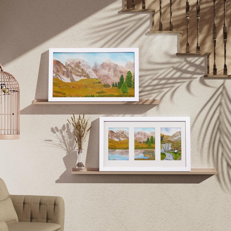 Vittanly 8x14 Picture Frames Collage Wall Decor  Displays 3Pcs 4x6 Pictures with Mat or 1Pcs 8x14 without Mat  Collage Picture Frame for Horizontal or Vertical Display  White  1 Pack - Image 3