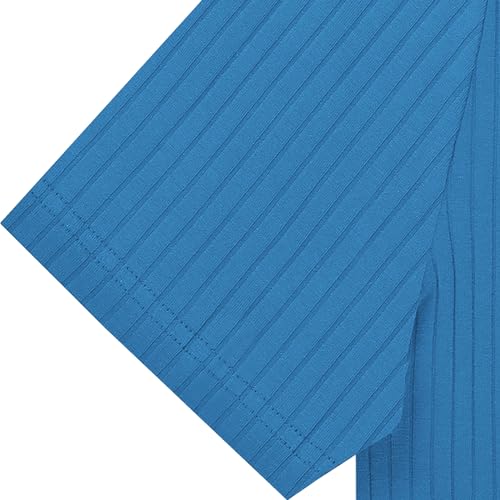 Gnvviwl Men's Muscle V Neck Polo Shirts Slim Fit Short Sleeve Cotton Golf T-Shirts Ribbed Knit Soft Tees Blue - Image 4