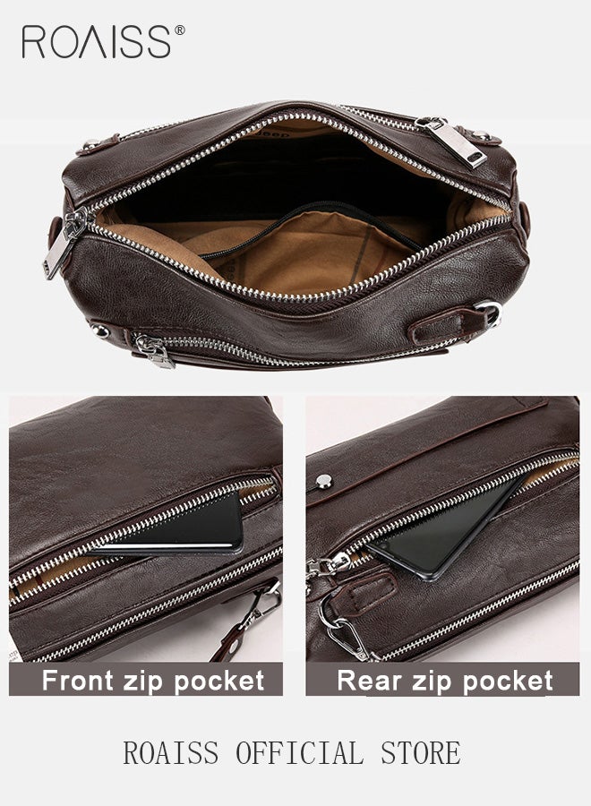 Men Multifunctional Clutch Bag with Business Style Waterproof and Durable Material Large Capacity Wallet Card Holder Passport Holder Sunglasses Organizer Classic Solid Color Men Commuting Premium Waist Bag Handbag