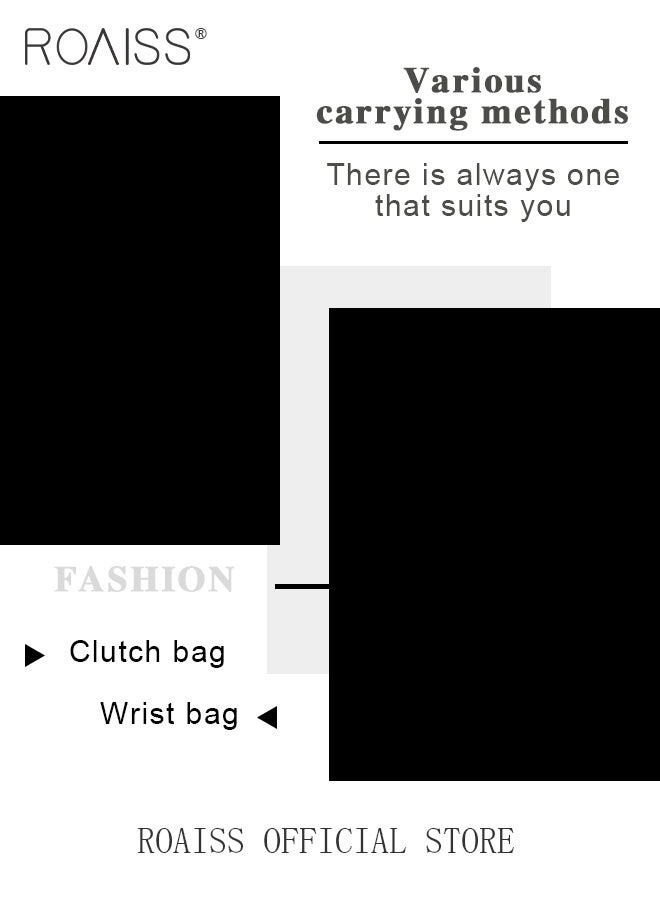 roaiss Men Multifunctional Clutch Bag with Business Style Waterproof and Durable Material Large Capacity Wallet Card Holder Passport Holder Sunglasses Organizer Classic Solid Color Men Commuting Premium Waist Bag Handbag  - Image 4