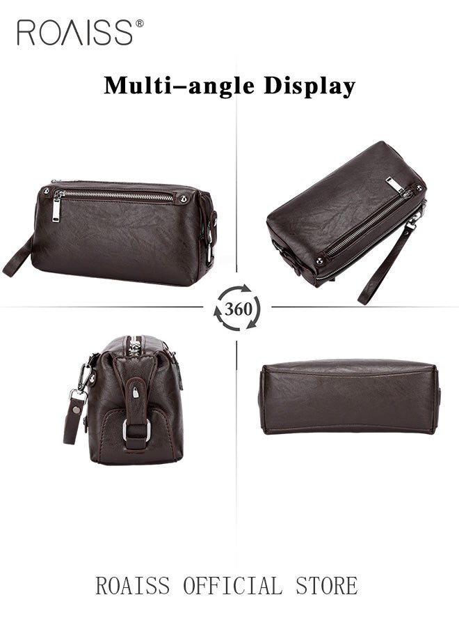 Men Multifunctional Clutch Bag with Business Style Waterproof and Durable Material Large Capacity Wallet Card Holder Passport Holder Sunglasses Organizer Classic Solid Color Men Commuting Premium Waist Bag Handbag