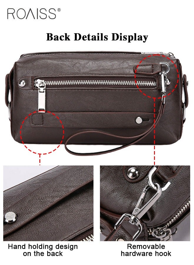 Men Multifunctional Clutch Bag with Business Style Waterproof and Durable Material Large Capacity Wallet Card Holder Passport Holder Sunglasses Organizer Classic Solid Color Men Commuting Premium Waist Bag Handbag