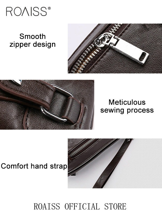 Men Multifunctional Clutch Bag with Business Style Waterproof and Durable Material Large Capacity Wallet Card Holder Passport Holder Sunglasses Organizer Classic Solid Color Men Commuting Premium Waist Bag Handbag