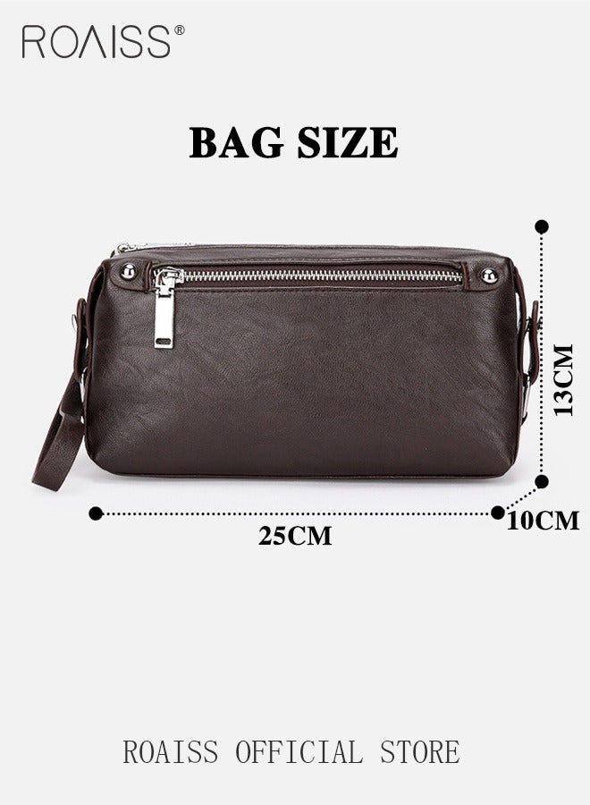 Men Multifunctional Clutch Bag with Business Style Waterproof and Durable Material Large Capacity Wallet Card Holder Passport Holder Sunglasses Organizer Classic Solid Color Men Commuting Premium Waist Bag Handbag