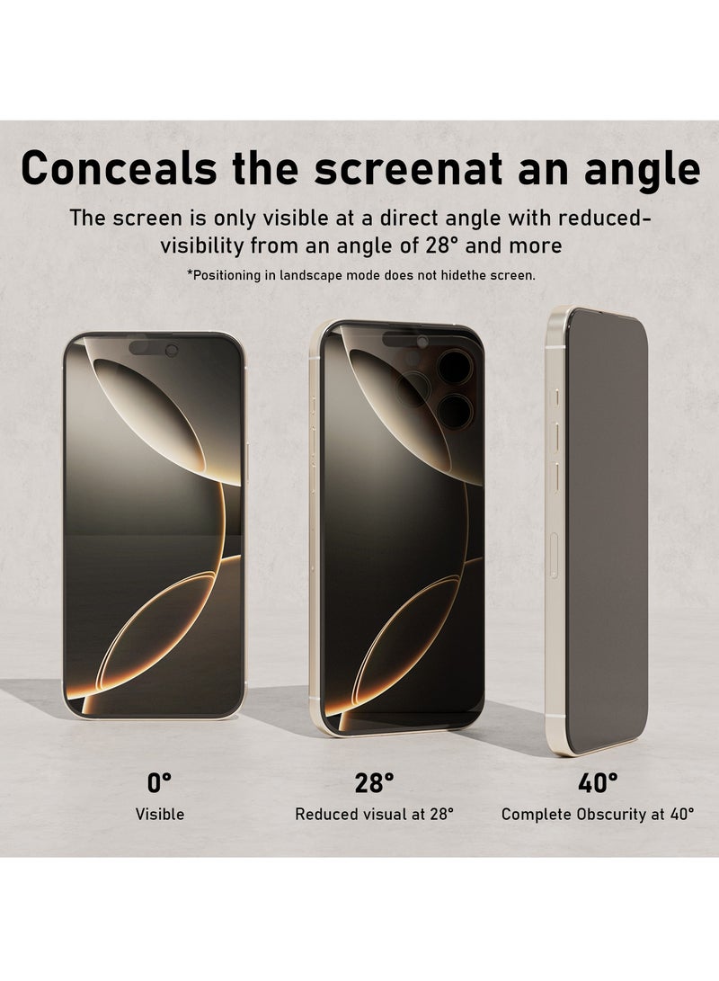 Mezone iPhone 16 Pro Max Privacy Screen Protector With Auto Alignment Kit Free Hand Easy Installation Frame Anti-Spy & Privacy Protection Anti-Fingerprint & Bubble Free, Case Friendly 9H Privacy Tempered Glass, Black - Image 2