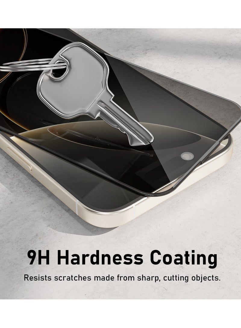 Mezone iPhone 16 Pro Max Privacy Screen Protector With Auto Alignment Kit Free Hand Easy Installation Frame Anti-Spy & Privacy Protection Anti-Fingerprint & Bubble Free, Case Friendly 9H Privacy Tempered Glass, Black - Image 4