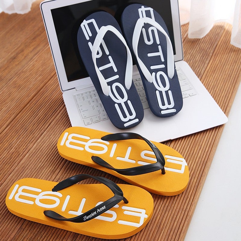 Flip-Flops Men'S Summer Non-Slip Slippers Men'S Distinctive Korean Style Couple'S Seaside Beach Shoes Fashionable Outwear Sandals - Image 2
