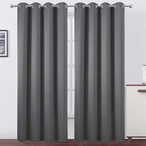 LEMOMO Grey Blackout Curtains52 x 84 InchSet of 2 Panels Thermal Insulated Room Darkening Curtains for Bedroom