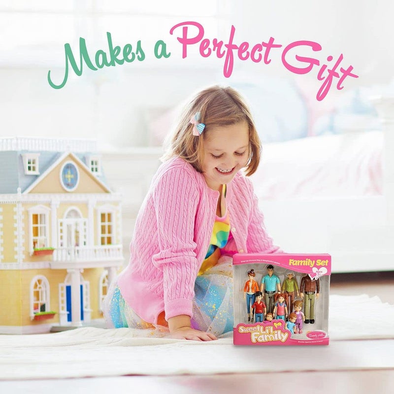 Beverly Hills Sweet Li'l Family Dollhouse People Set of 9 Action Figure Set - Grandpa, Grandma, Mom, Dad, Sister, Brother, Toddler, Twin Boy & Girl - Image 3