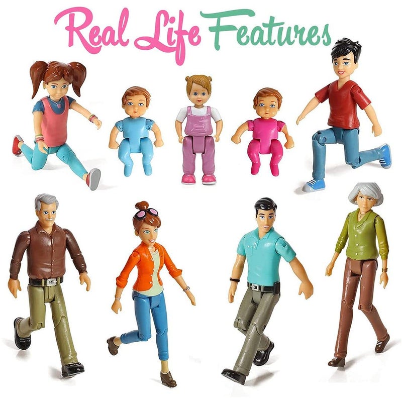 Beverly Hills Sweet Li'l Family Dollhouse People Set of 9 Action Figure Set - Grandpa, Grandma, Mom, Dad, Sister, Brother, Toddler, Twin Boy & Girl - Image 5