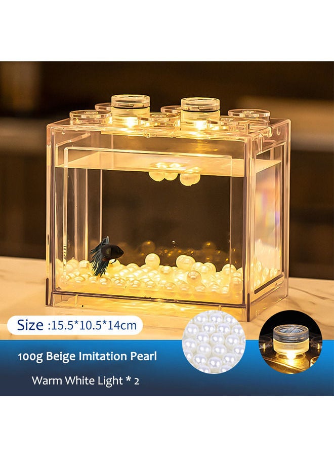 Neostyle Betta Fish Tank Accessories,Dream Imitation Pearl,Small Transparent Fish Bowl Row Aquarium Stackable Cube Hexagon Tank(Fish Tank Accessories,Dream Imitation Pearl-0.6cm 100g)  - Image 3