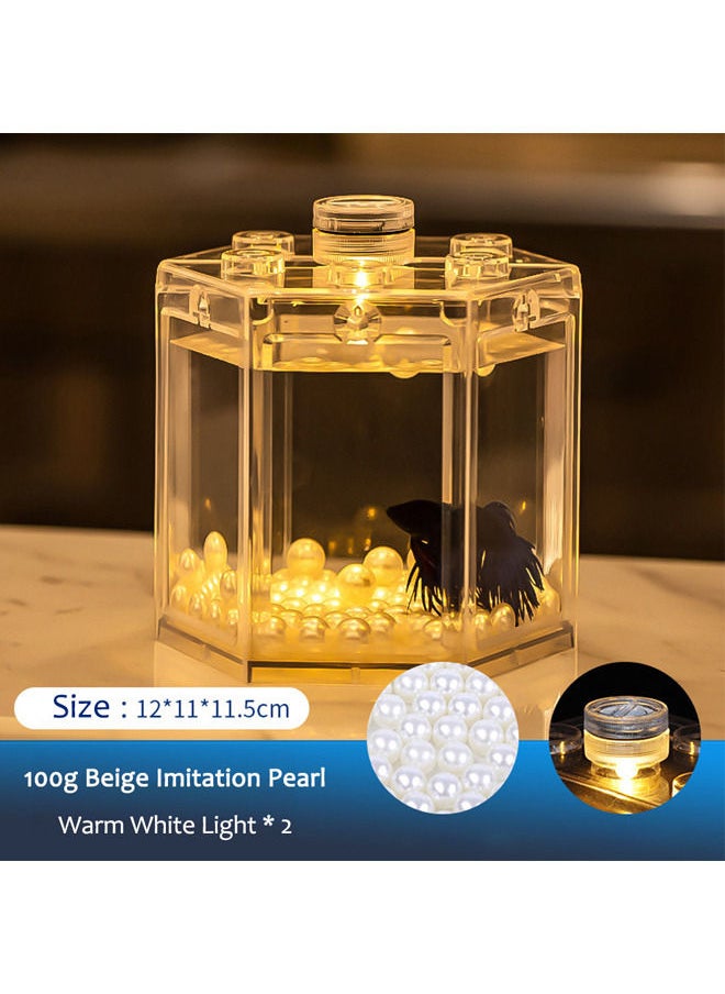 Neostyle Betta Fish Tank Accessories,Dream Imitation Pearl,Small Transparent Fish Bowl Row Aquarium Stackable Cube Hexagon Tank(Fish Tank Accessories,Dream Imitation Pearl-0.6cm 100g)  - Image 4