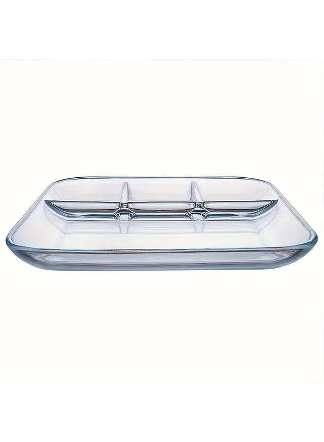 1pc Heat Resistant Glass Serving Platter With Sauce Dish For Breakfast And Meals - Image 5