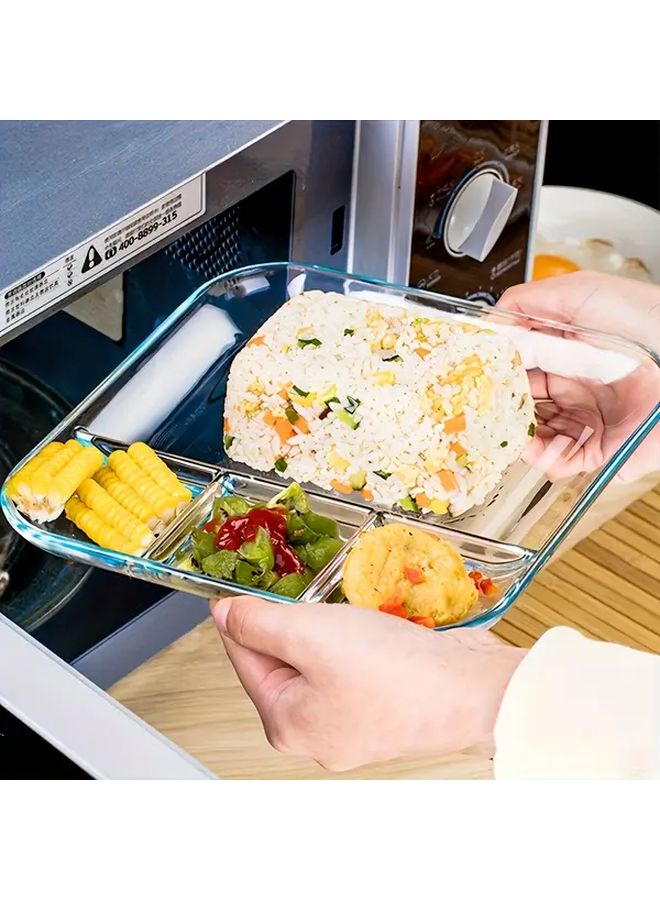1pc Heat Resistant Glass Serving Platter With Sauce Dish For Breakfast And Meals - Image 4