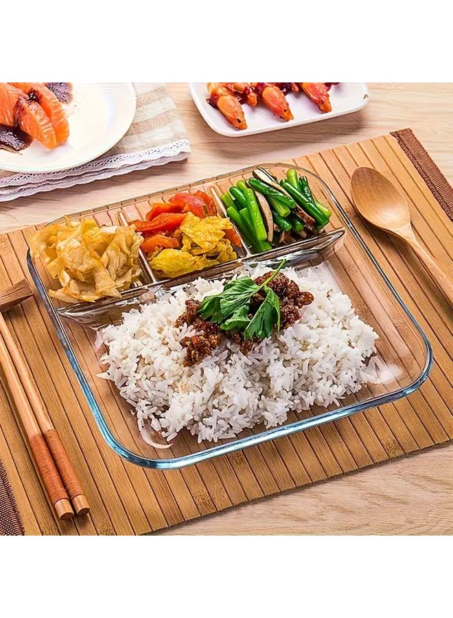 1pc Heat Resistant Glass Serving Platter With Sauce Dish For Breakfast And Meals - Image 1