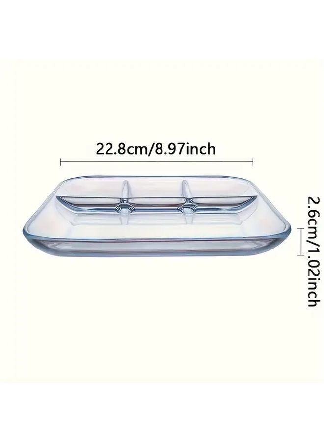 1pc Heat Resistant Glass Serving Platter With Sauce Dish For Breakfast And Meals - Image 2