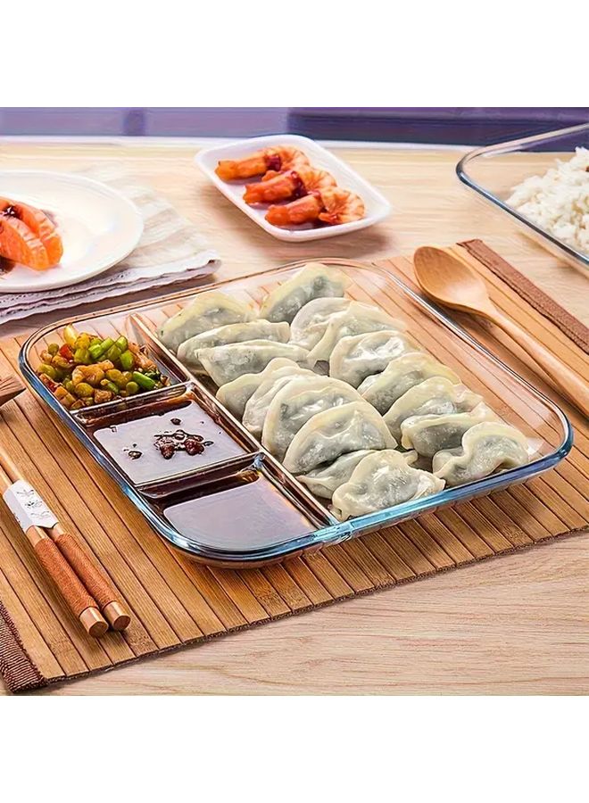 1pc Heat Resistant Glass Serving Platter With Sauce Dish For Breakfast And Meals - Image 3
