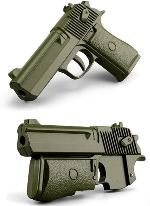 Army Green Realistic Metal Gun Toy With 6mm Rubber Bullets With Folding Mechanism
