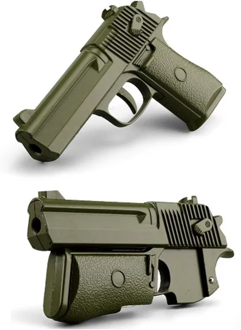 Army Green Realistic Metal Gun Toy With 6mm Rubber Bullets With Folding Mechanism
