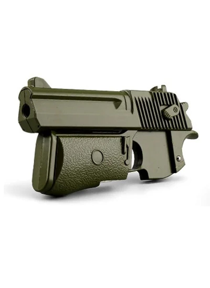 Army Green Realistic Metal Gun Toy With 6mm Rubber Bullets With Folding Mechanism