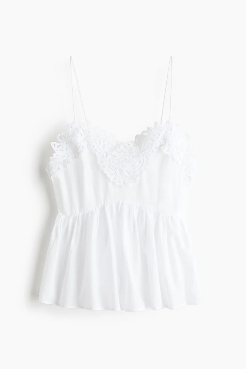 H&M  Lace-trimmed strappy top for Women | Best Price UAE