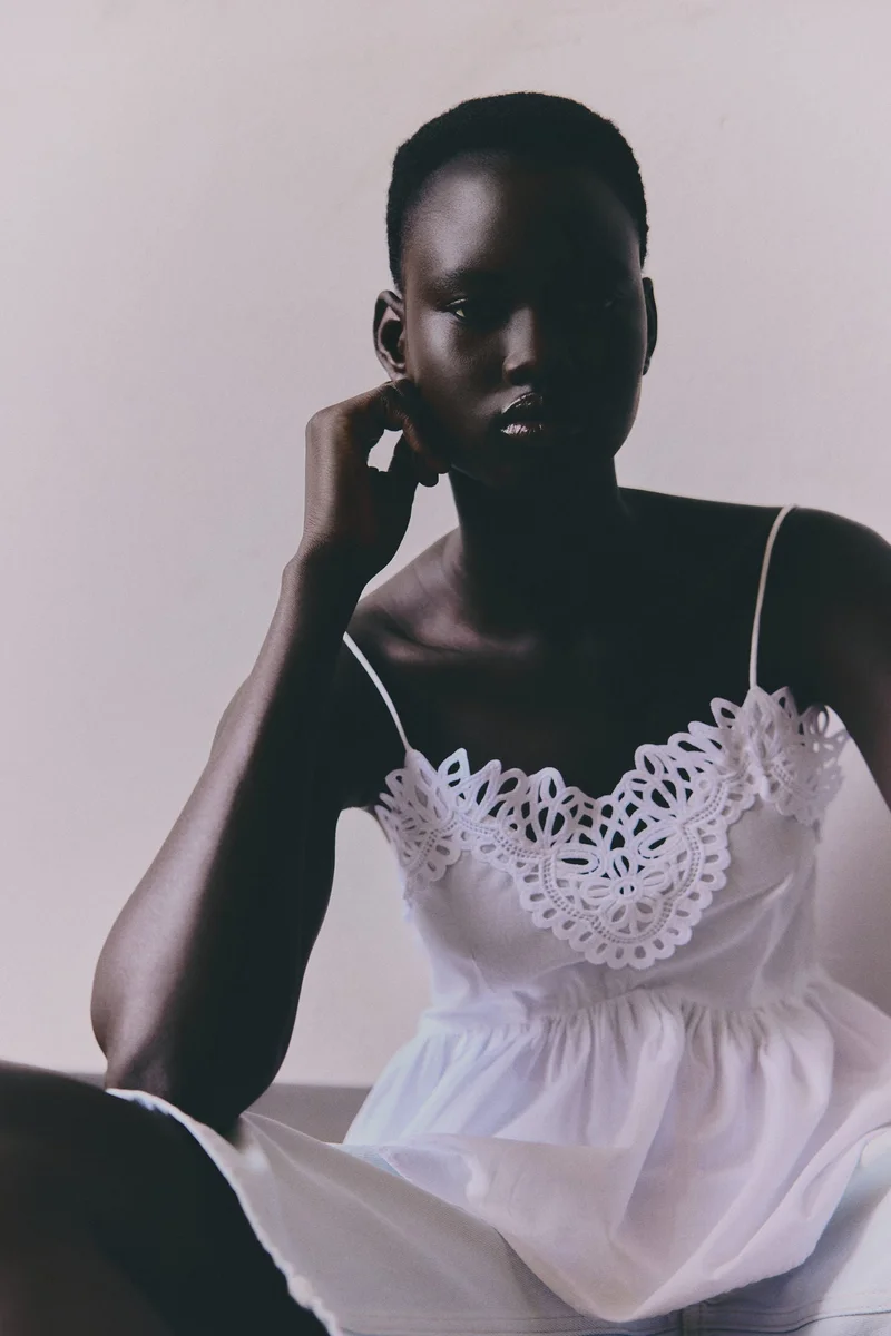 H&M Lace-trimmed strappy top