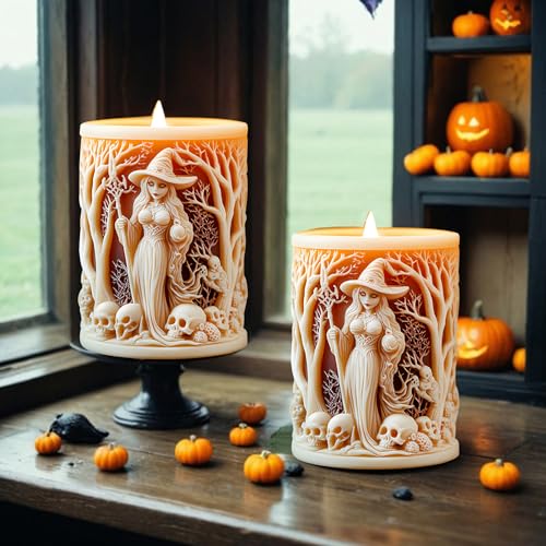 PEVOGON Halloween Candle Mold for Candle Making, 3DSilicone Mold for Resin Casting DIY Plaster Polymer Clay Home Decoration (Witch) - Image 3