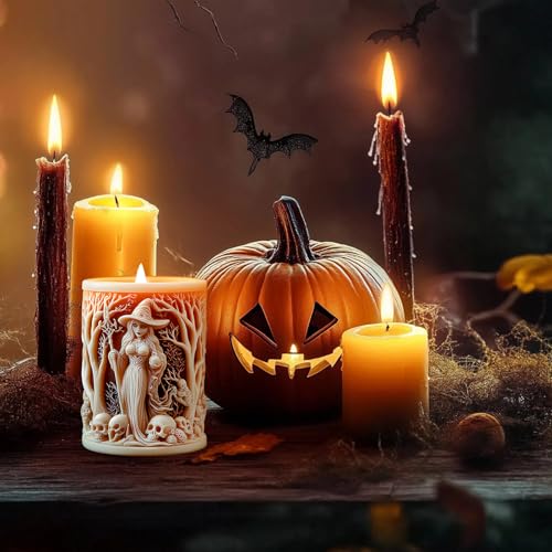 PEVOGON Halloween Candle Mold for Candle Making, 3DSilicone Mold for Resin Casting DIY Plaster Polymer Clay Home Decoration (Witch) - Image 5